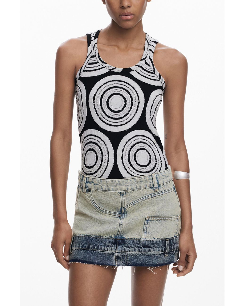 Desigual Blue Double-Waist Mini Skirt, Cotton