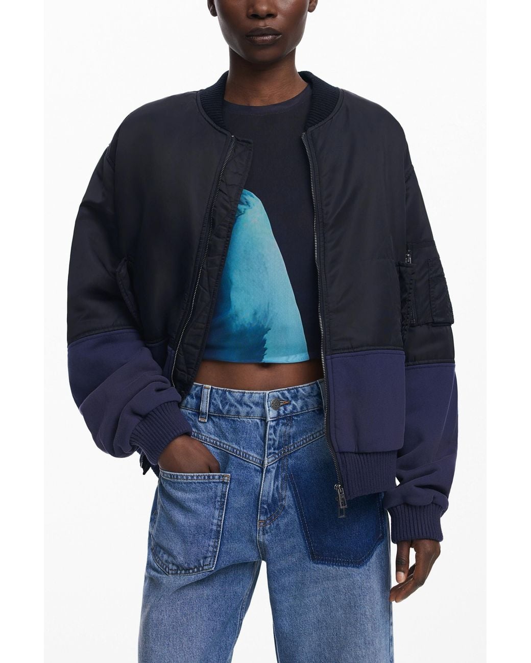 Desigual Blue Bomber Jacket Botter