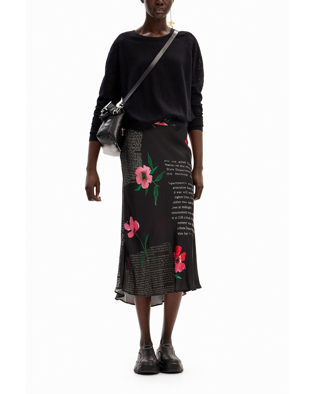 Desigual Blue Textured Floral Pullover