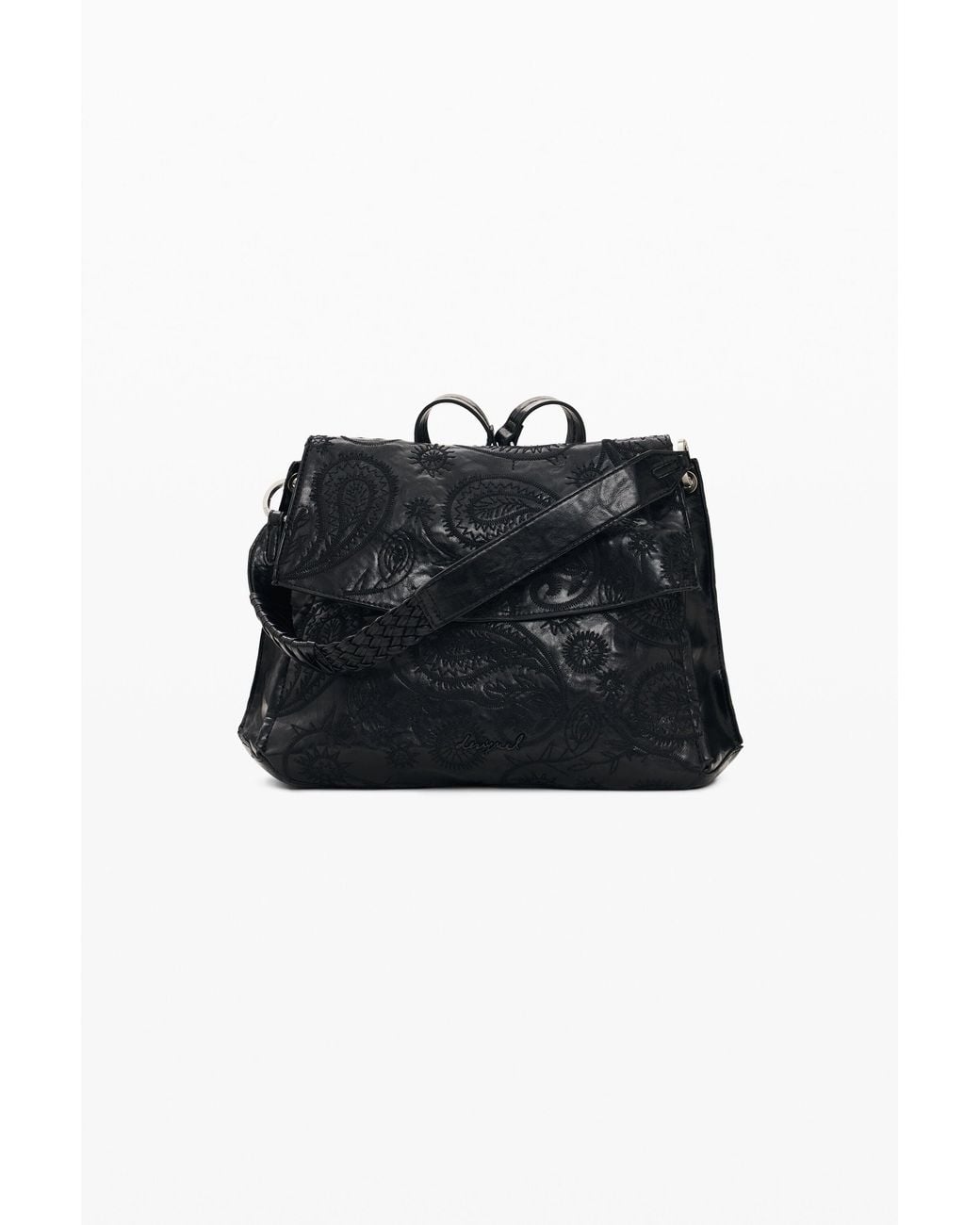 Desigual Black Medium Paisley Backpack, Polyurethane