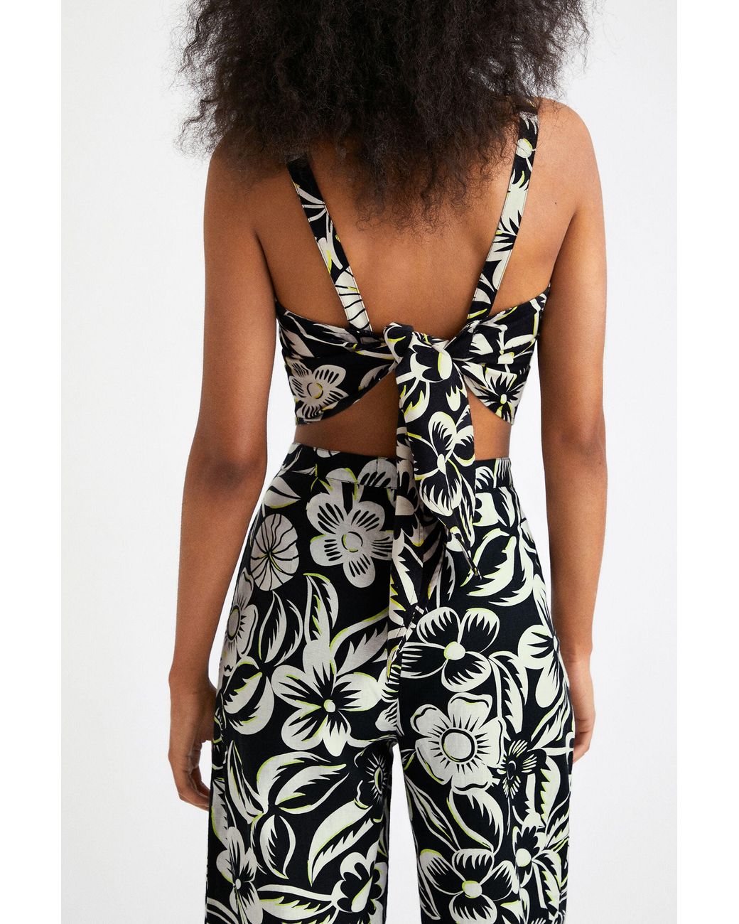 Desigual White Floral Crop Top With Straps