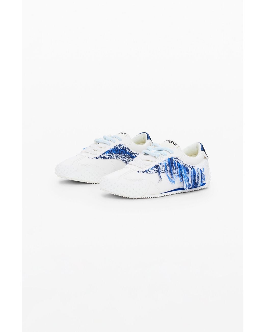 Desigual Blue Frayed Fabric Sneakers, Polyurethane