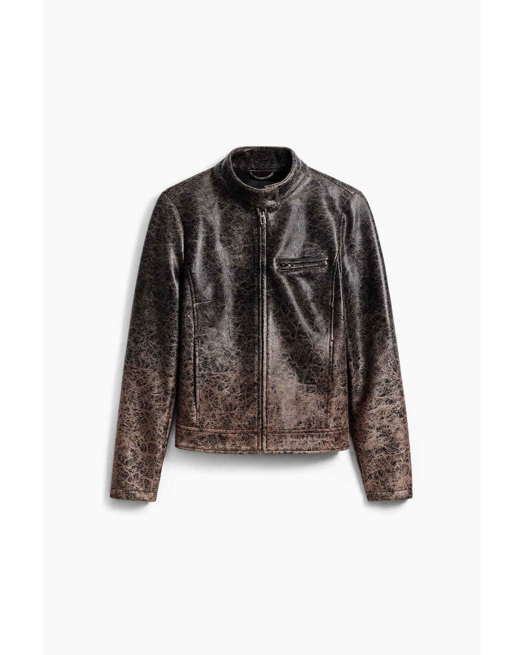 Desigual Brown Gradient Faux Leather Biker Jacket, Polyester