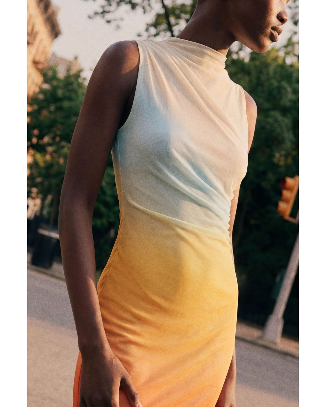 Desigual White Ombre Tulle Dress, Polyester
