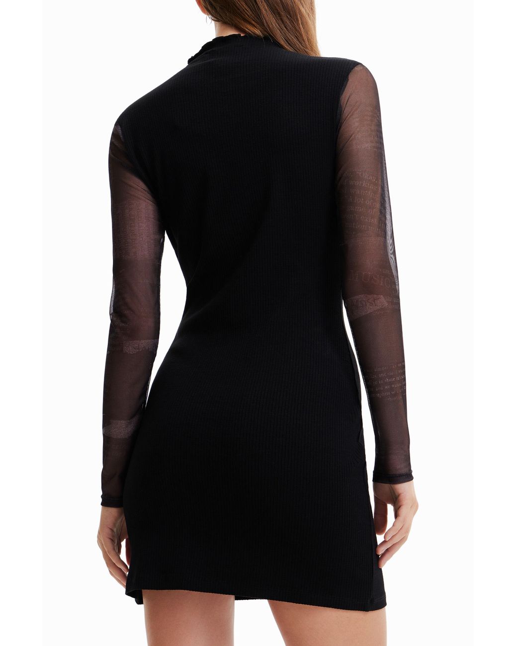 Desigual Black Ribbed Heart Mini Dress
