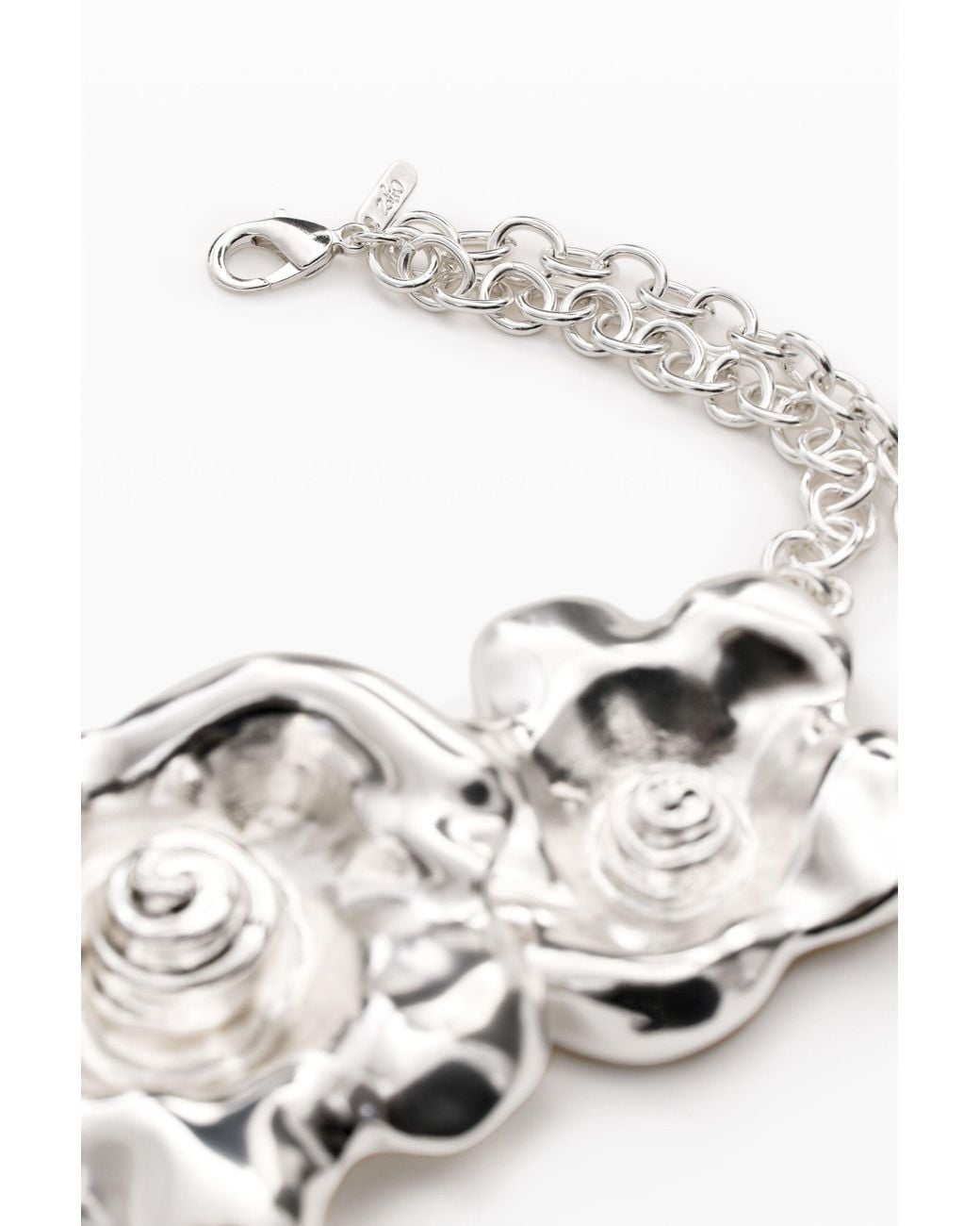 Desigual White Metallic Belt With Flowers
