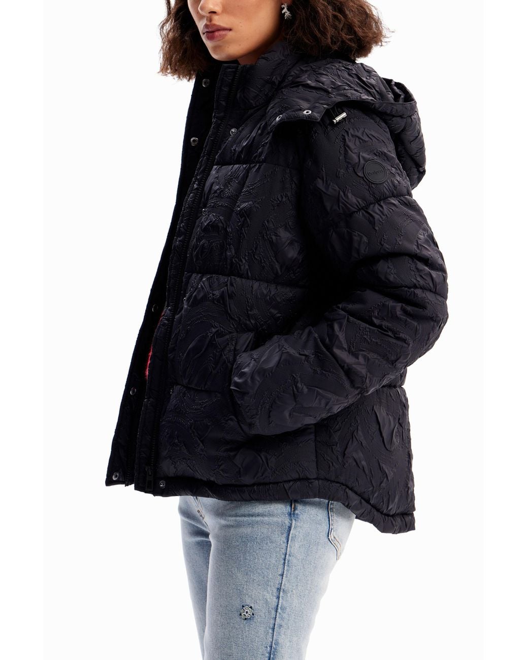 Desigual Blue Textured Quilted Jacket