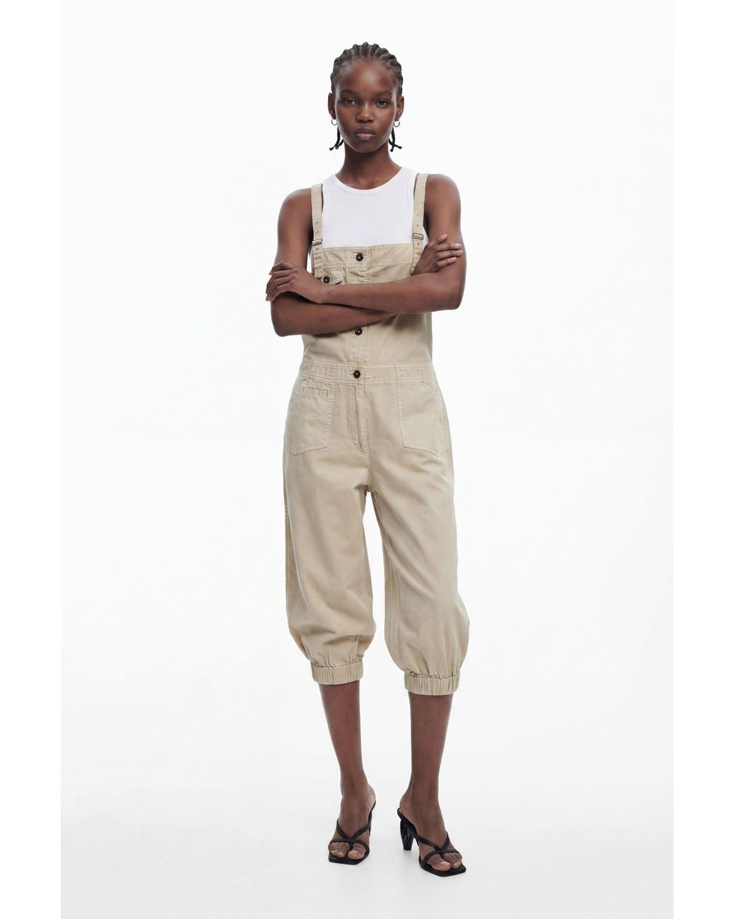 Desigual Natural Detachable Denim Overalls, Cotton