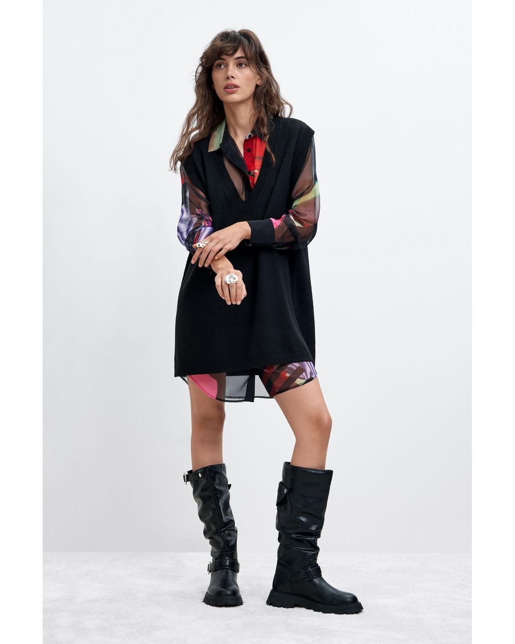 Desigual Black Heart Biker Boots, Polyurethane