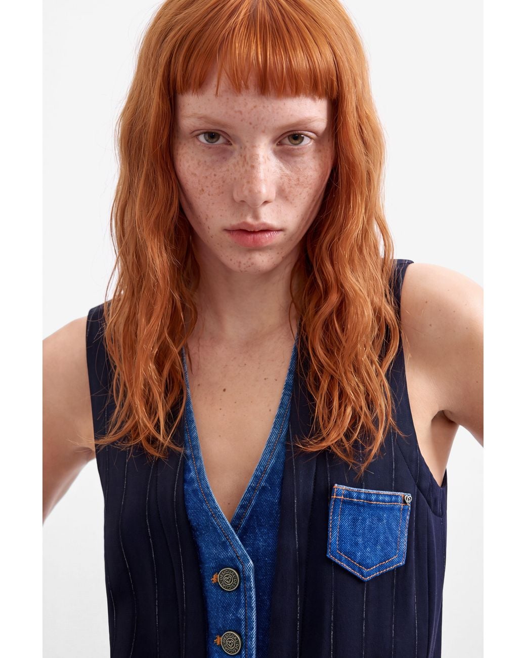 Desigual Blue Double Lapel Vest
