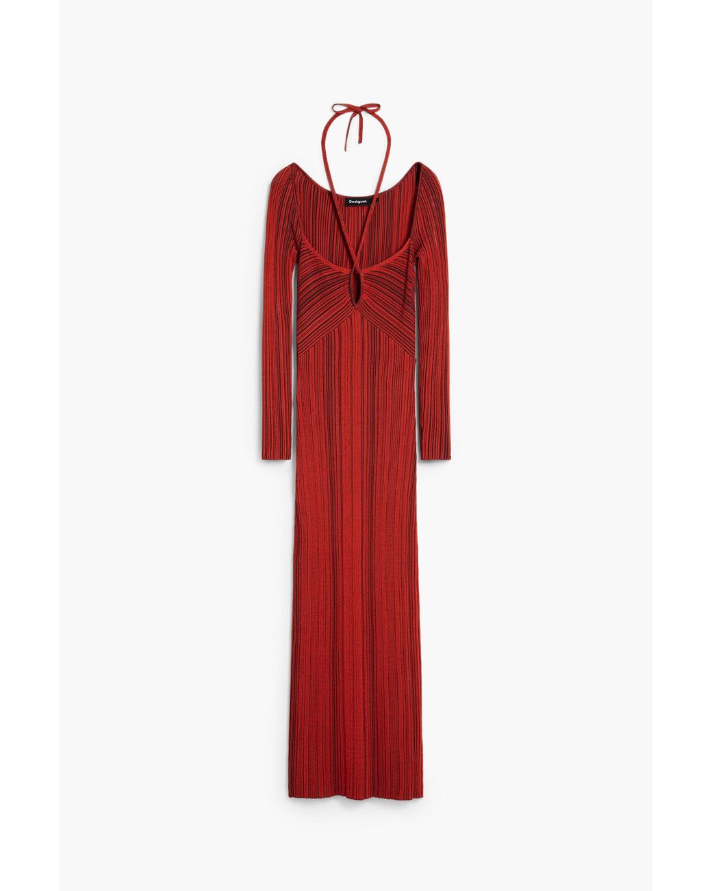 Desigual Red Fitted Dress With A Crossover Neckline