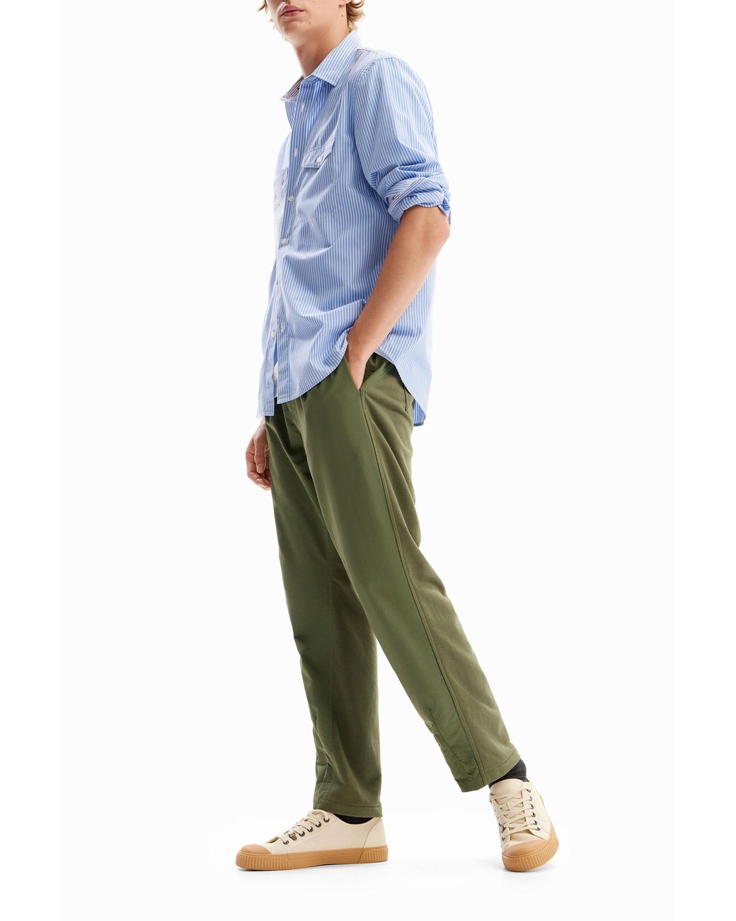 Desigual Blue Striped Pockets Shirt, Cotton for men