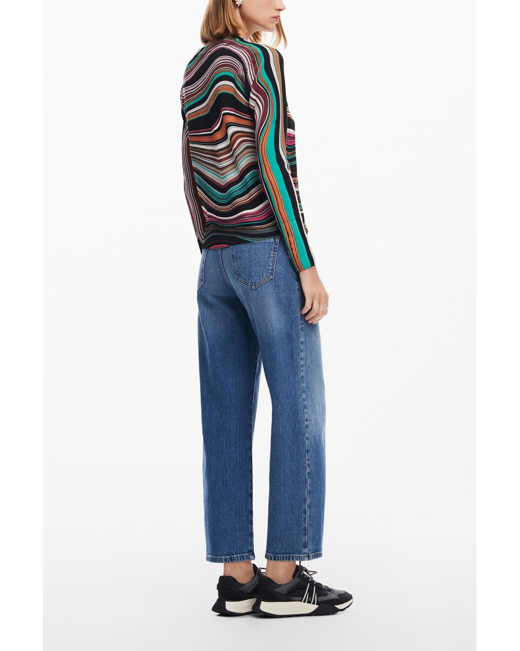 Desigual Blue Wavy Striped Sweater