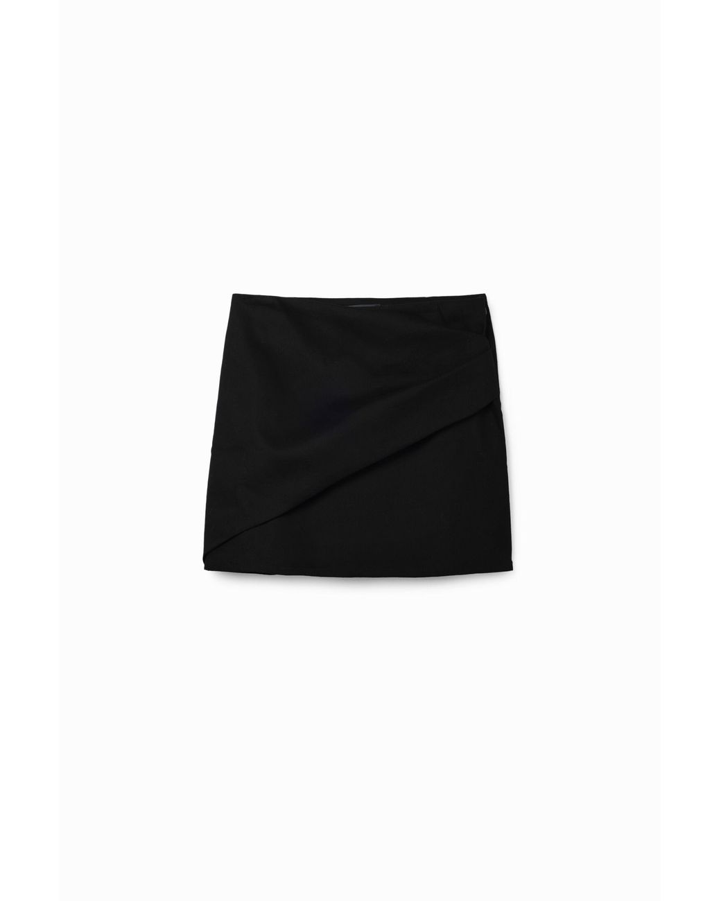 Desigual Black Pleated Wrap Mini Skirt, Cotton