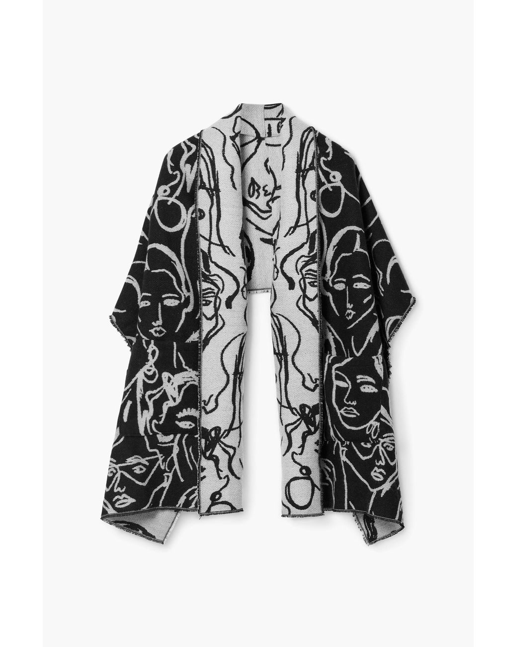 Desigual Blue Printed Scarf with Faces