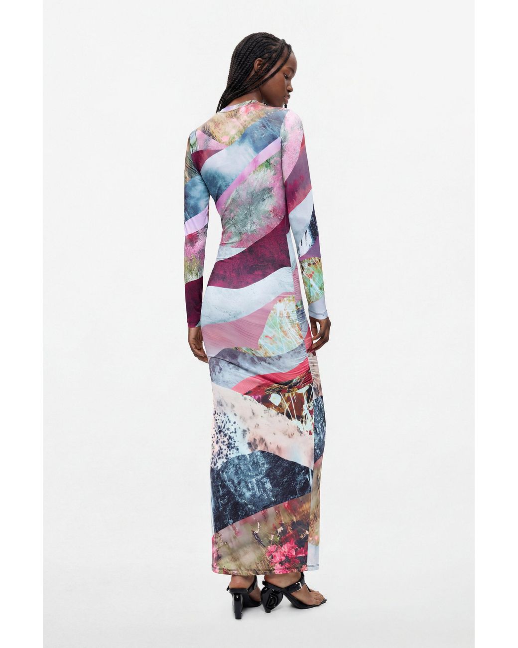 Desigual Red Long-Sleeved Knit Dress, Polyester