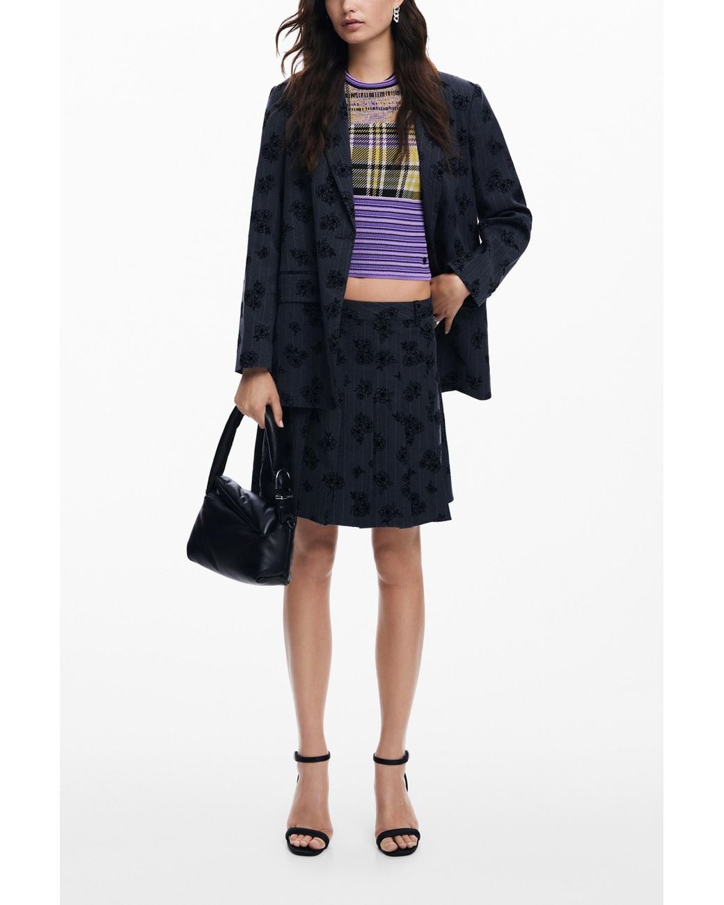 Desigual Black Floral Print Blazer