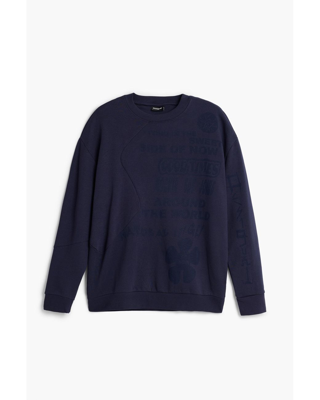 Desigual Blue Printed Sweatshirt, Cotton for men