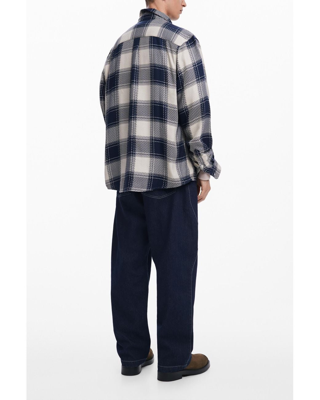 Desigual Blue Checkered Shirt, Cotton for men