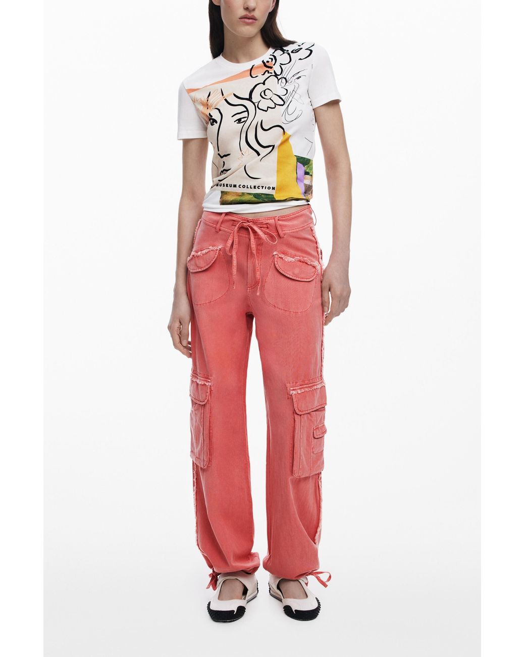 Desigual Red Arty Faces T-Shirt, Cotton