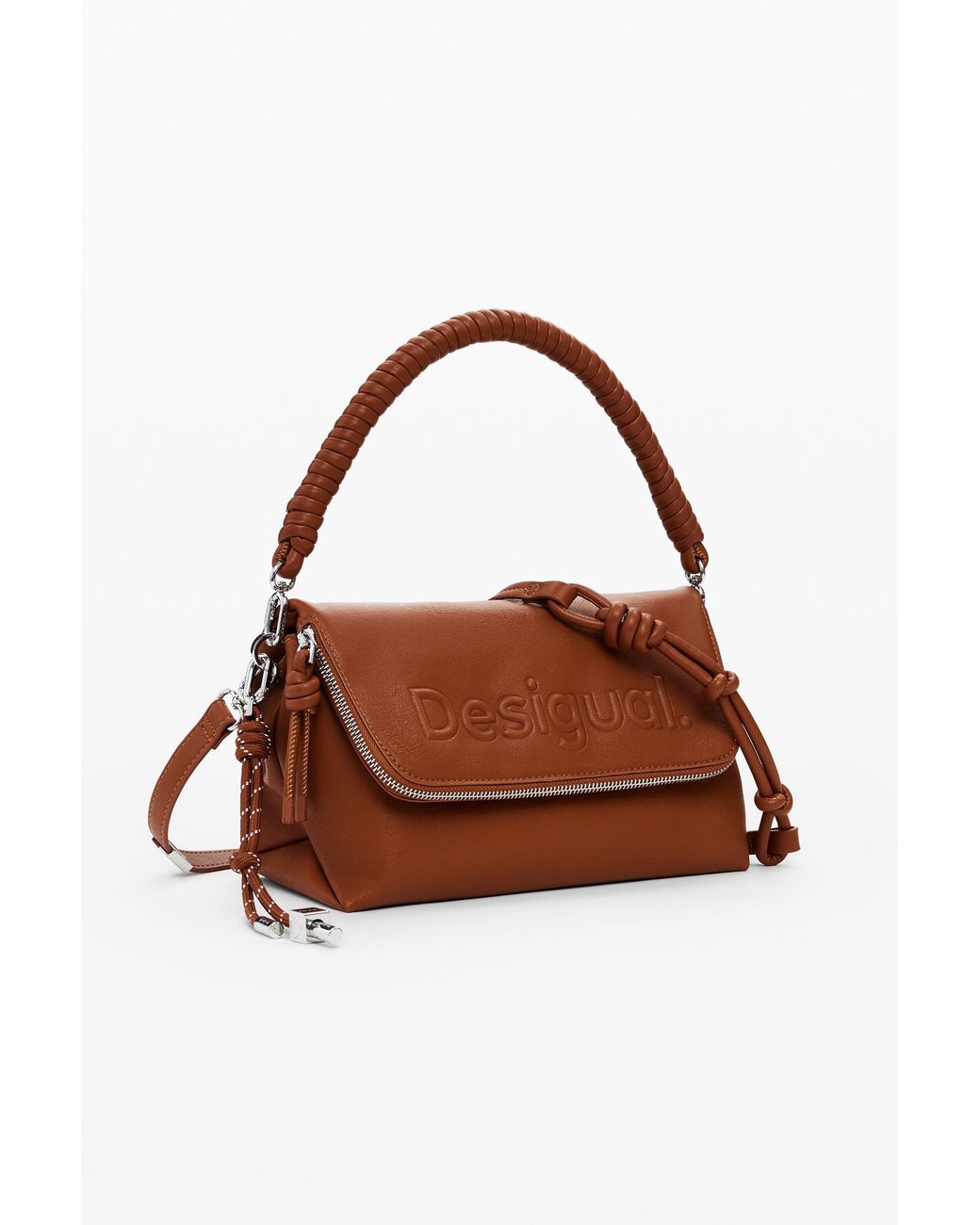 Desigual Brown Medium 3D Logo Bag, Polyurethane
