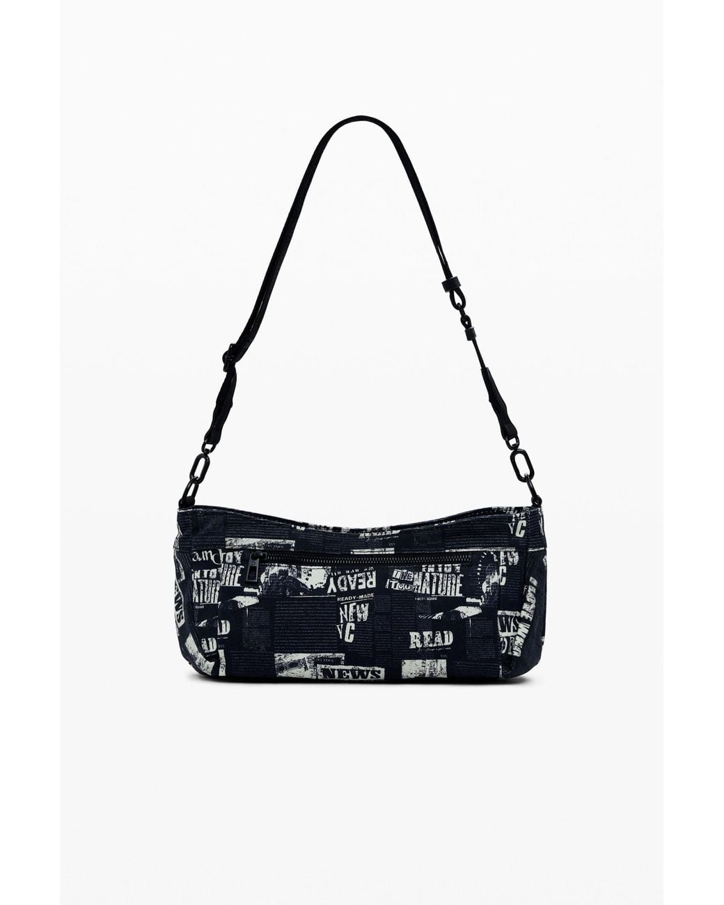 Desigual White Medium Newspaper Handbag, Cotton