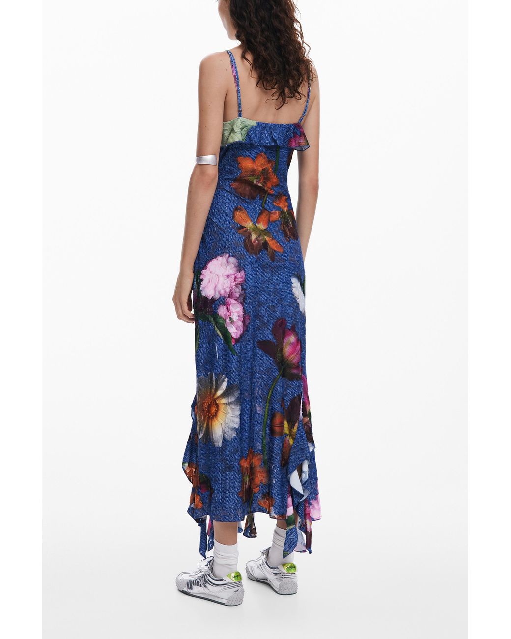 Desigual Blue Floral Midi Dress, Polyester
