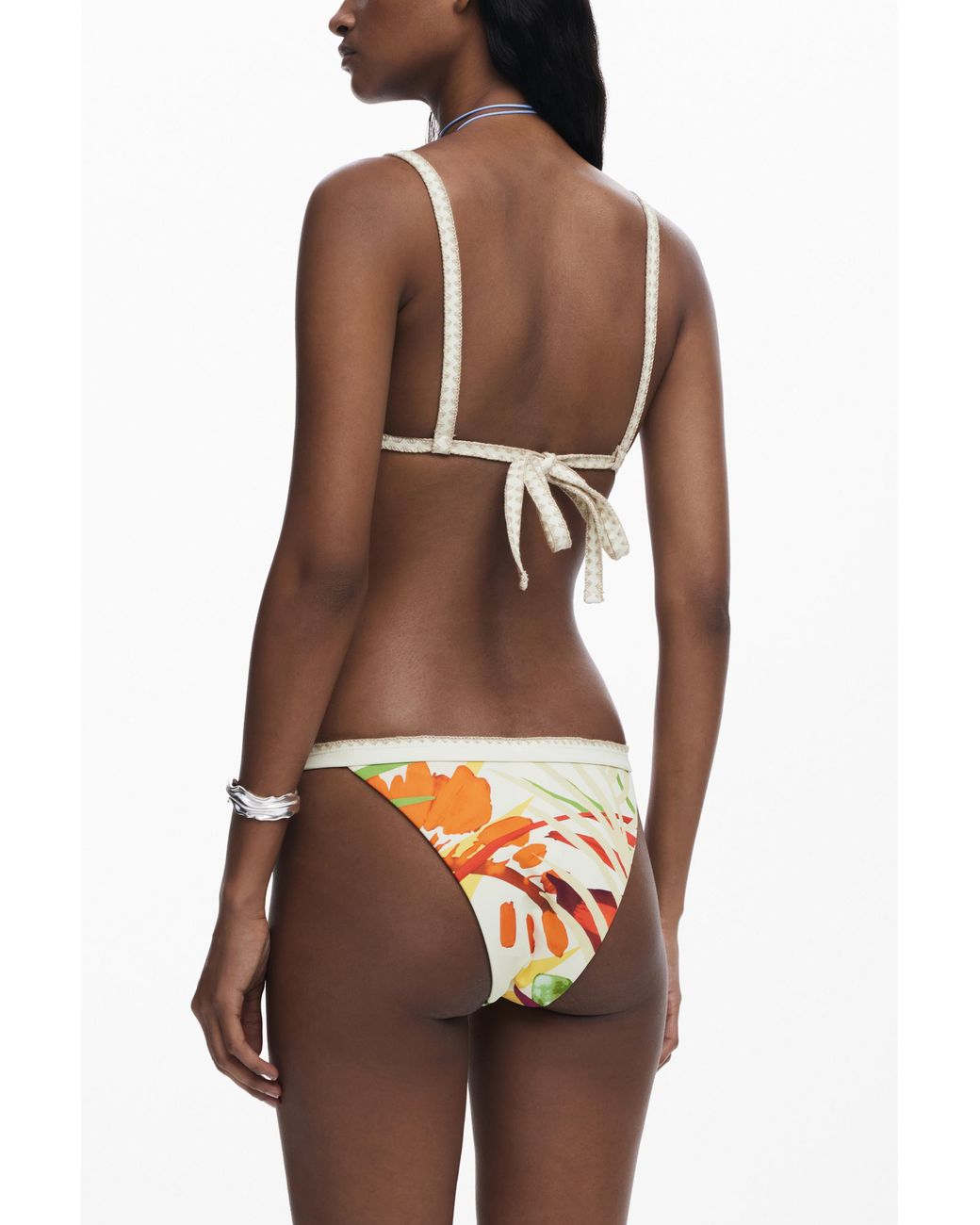 Desigual White Bikini Top