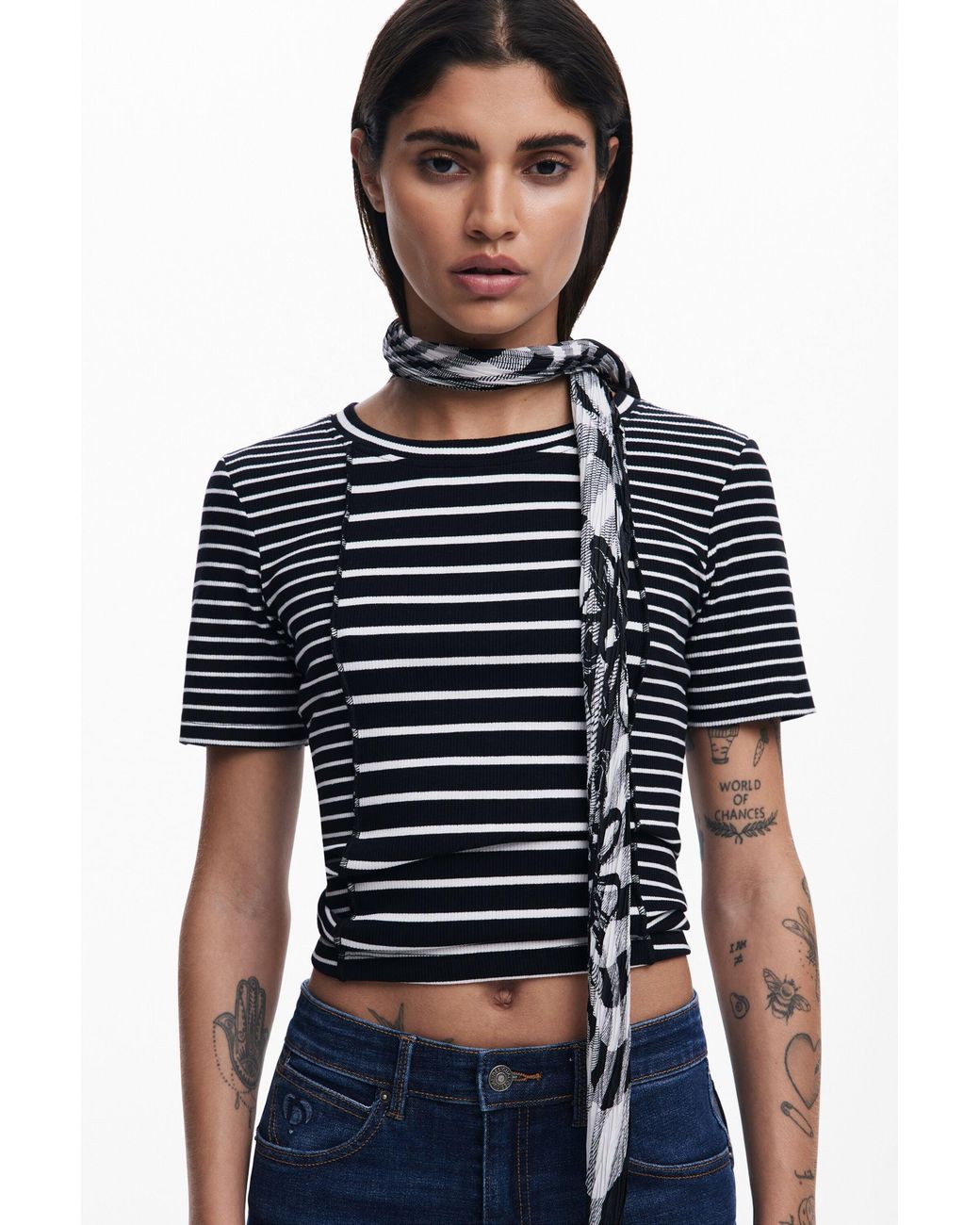 Desigual Blue Tartan Scarf, Polyester
