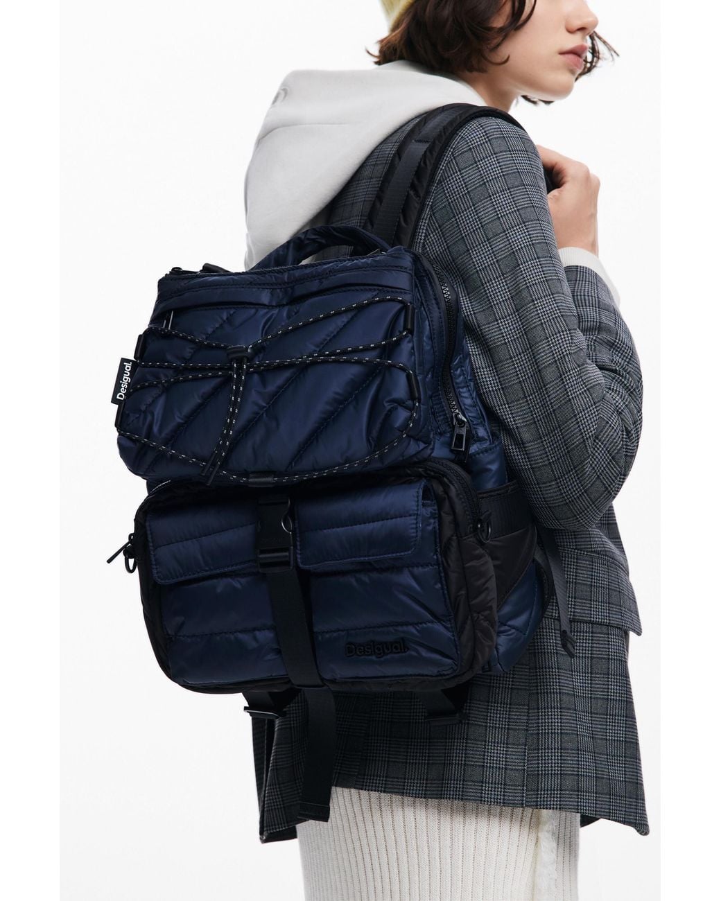 Desigual Blue Padded Multi-Pocket Backpack, Polyester