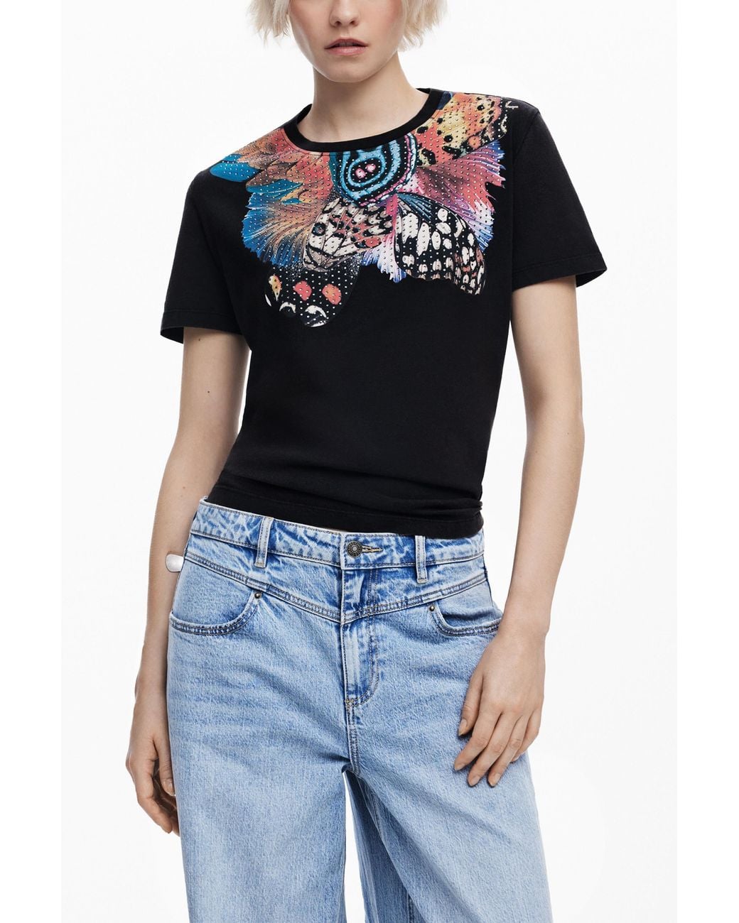 Desigual Blue T-Shirt Designed By Mr. Christian Lacroix, Cotton