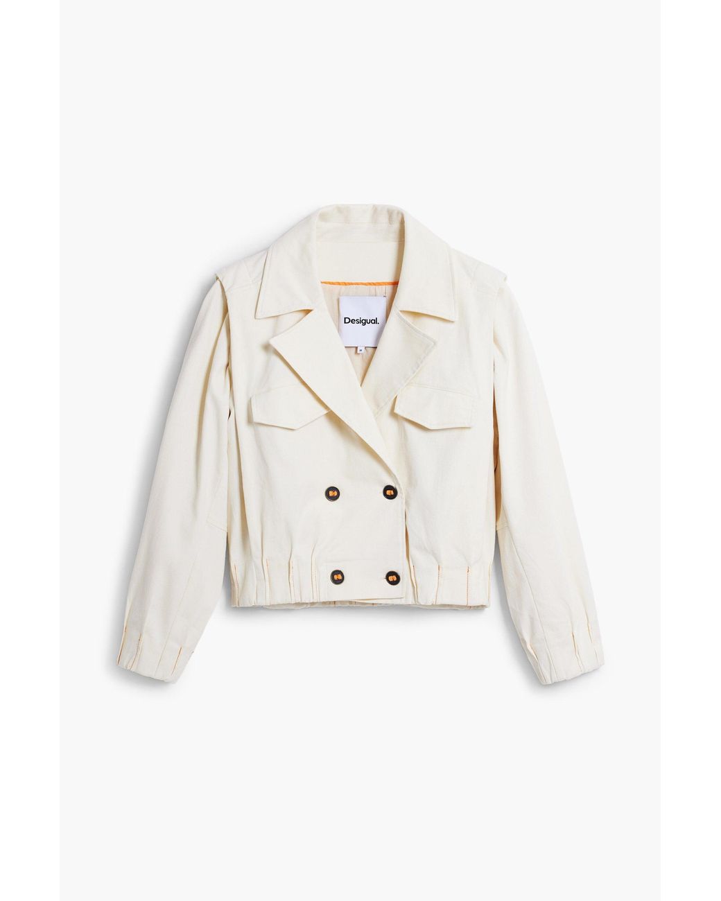 Desigual White Detachable Trucker Jacket, Cotton