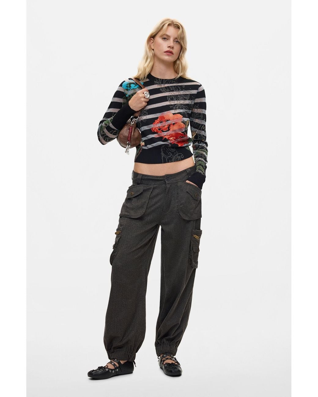 Desigual Black Floral Jacquard Sweater