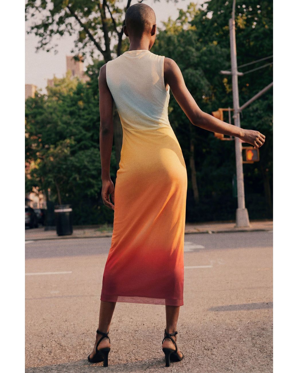 Desigual White Ombre Tulle Dress, Polyester