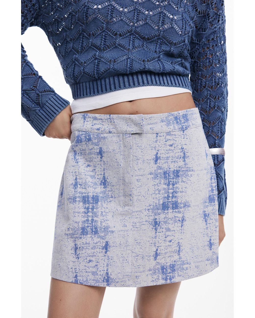Desigual Blue Distressed Miniskirt