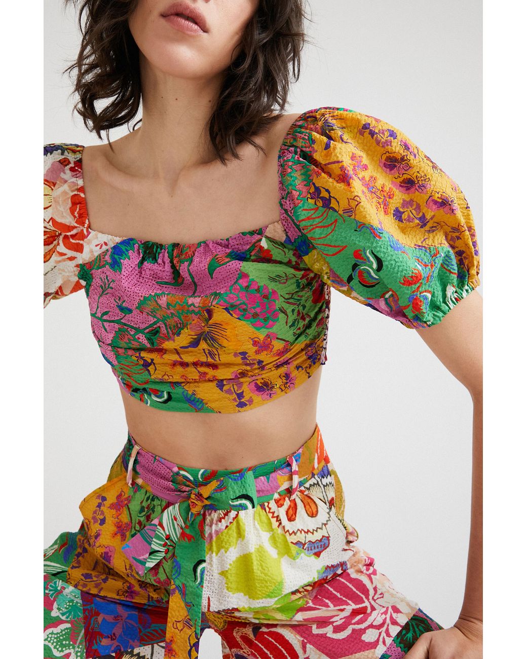 Desigual Multicolor M. Christian Lacroix Cropped Blouse, Cotton