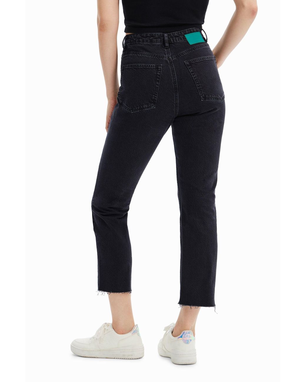 Desigual Blue Straight Cropped Jeans, Cotton