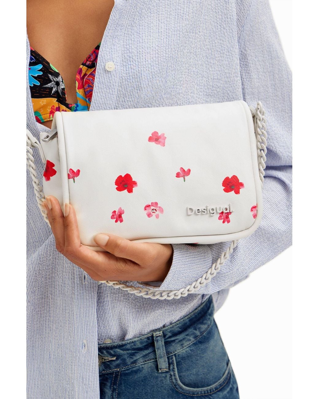 Desigual Pink S Padded Floral Crossbody Bag, Polyurethane