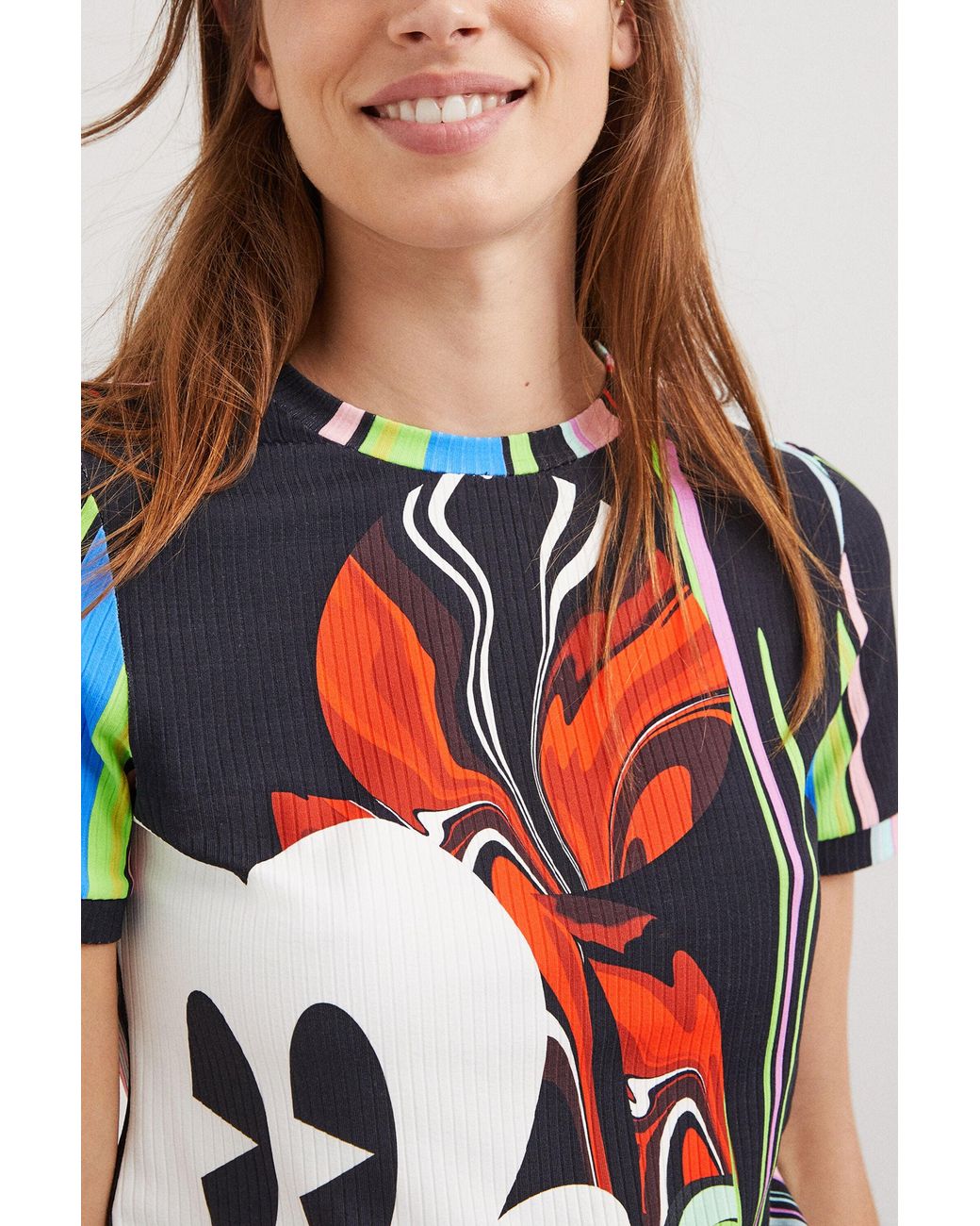Desigual Red Christian Lacroix Mickey Mouse T-Shirt, Polyamide