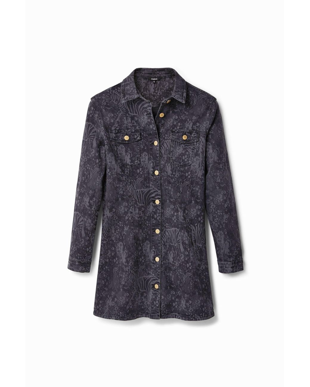 Desigual Blue Short Denim Dress With Animals, Cotton