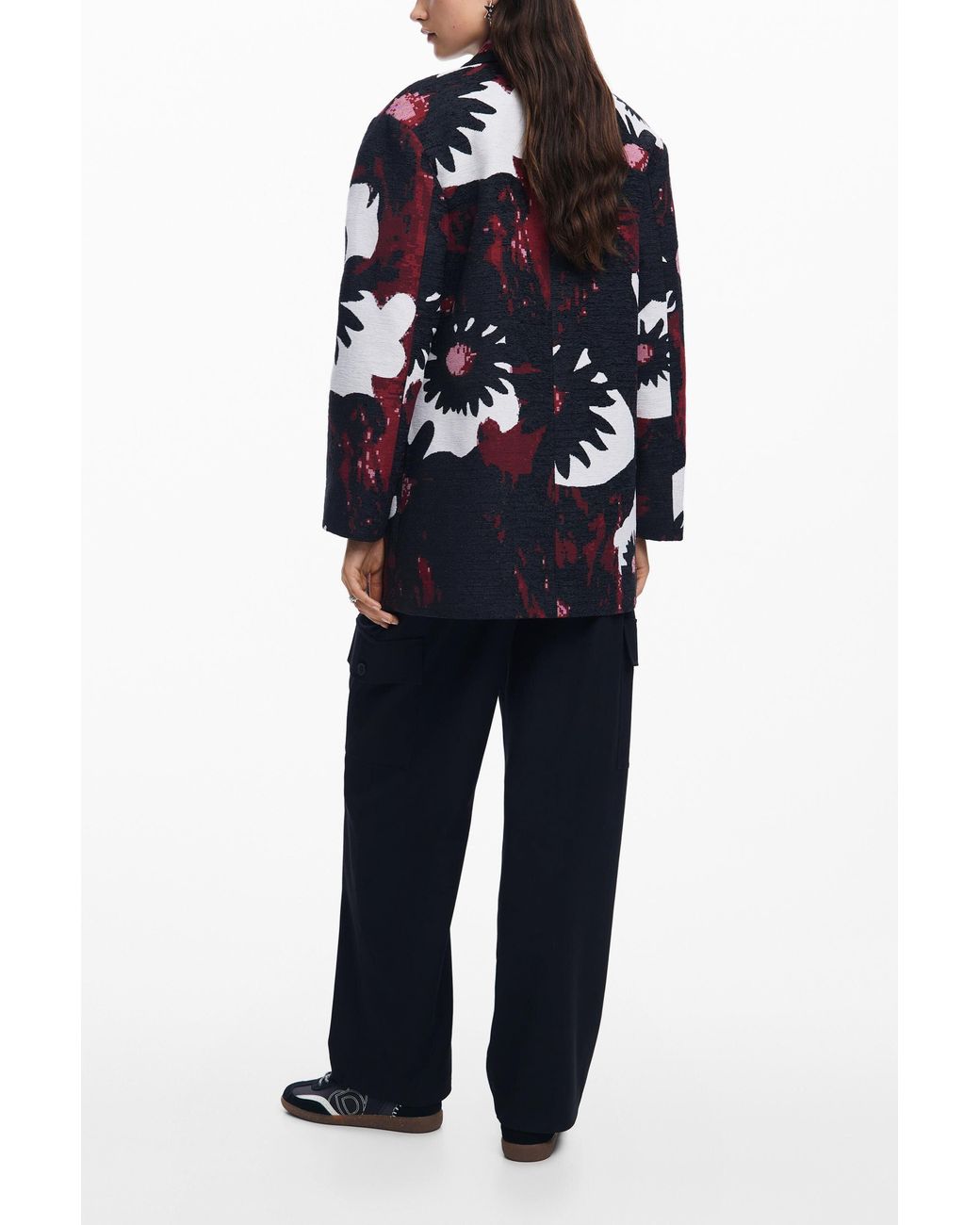 Desigual Black Floral Coat M. Christian Lacroix