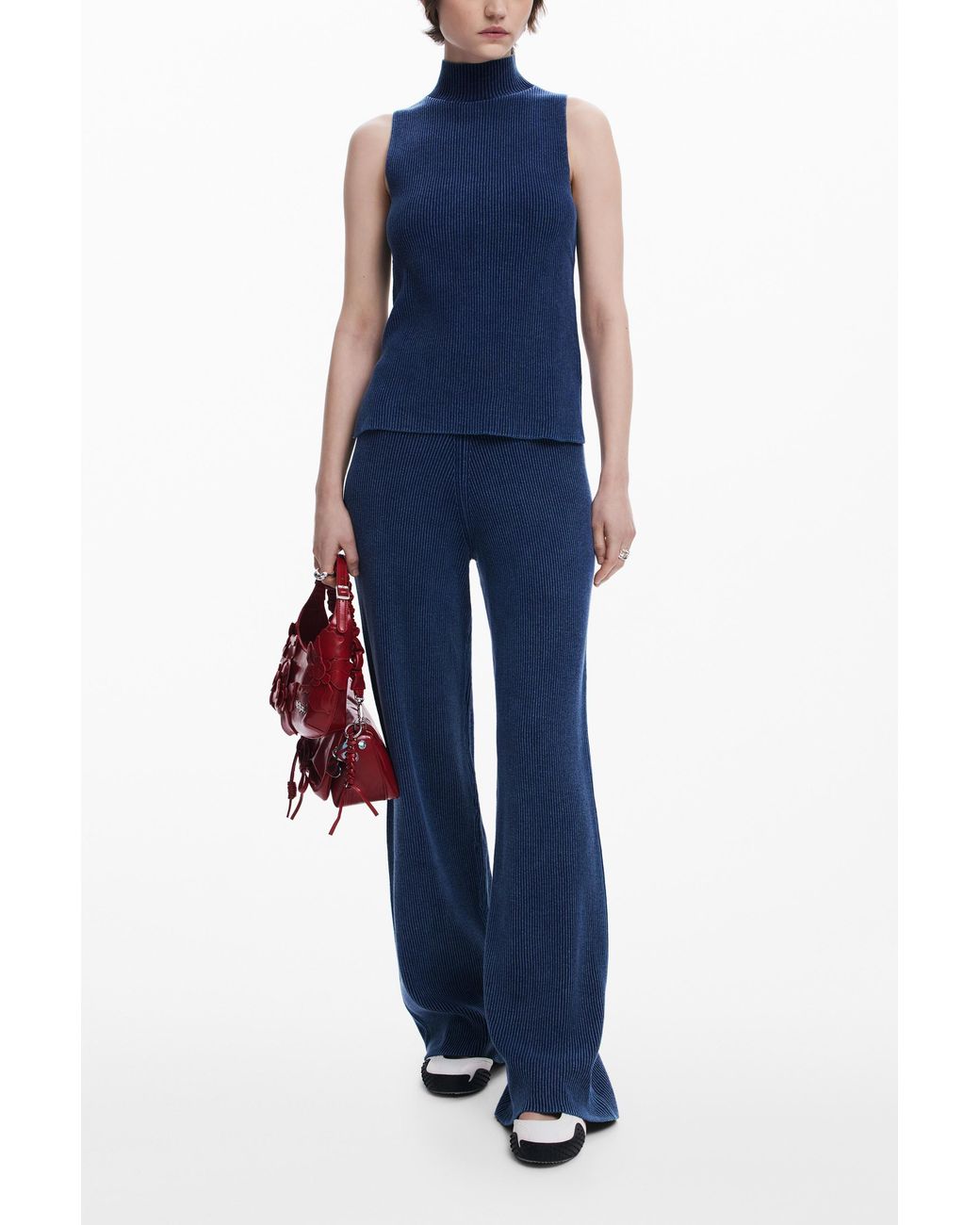 Desigual Blue Sleeveless Knit Top, Cotton