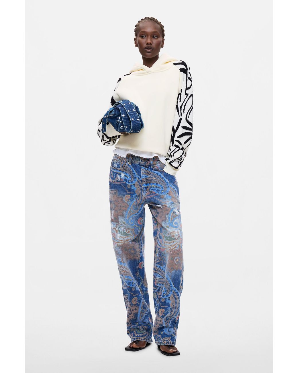 Desigual White Floral Sweatshirt 100% Cotton, Cotton