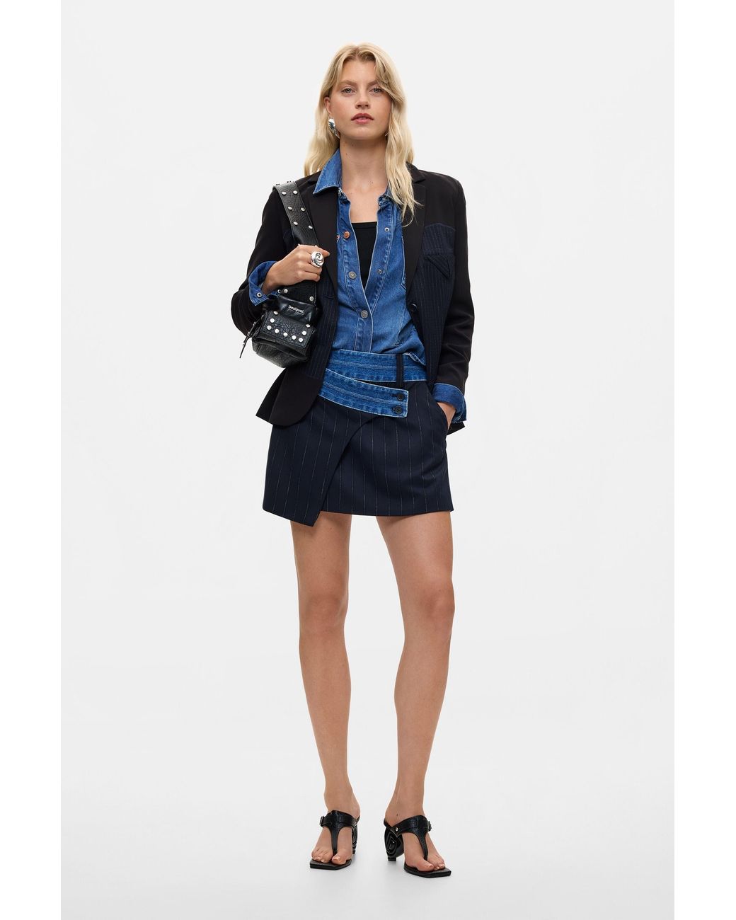 Desigual Blue Short Combined Skirt