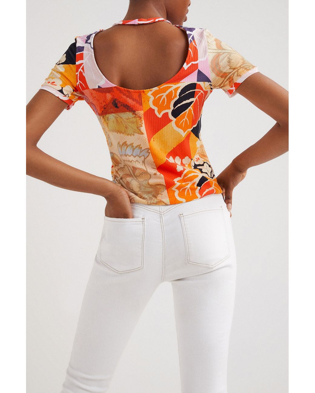 Desigual Orange M. Christian Lacroix Ribbed T-Shirt, Polyamide