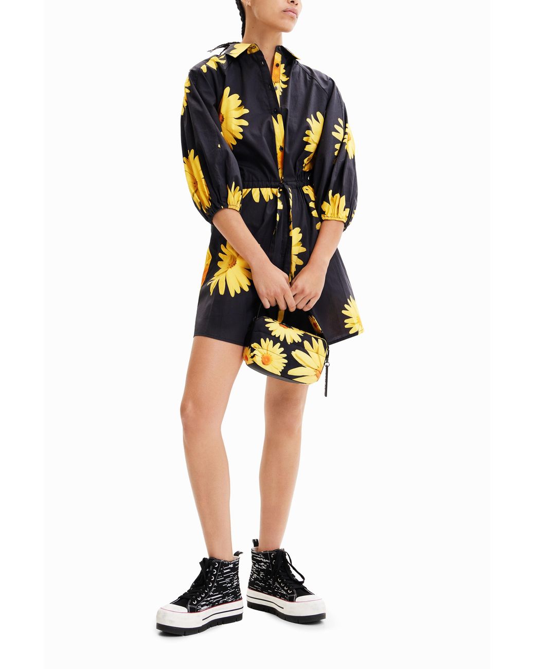 Desigual Black M. Christian Lacroix Daisy Shirt Dress, Cotton