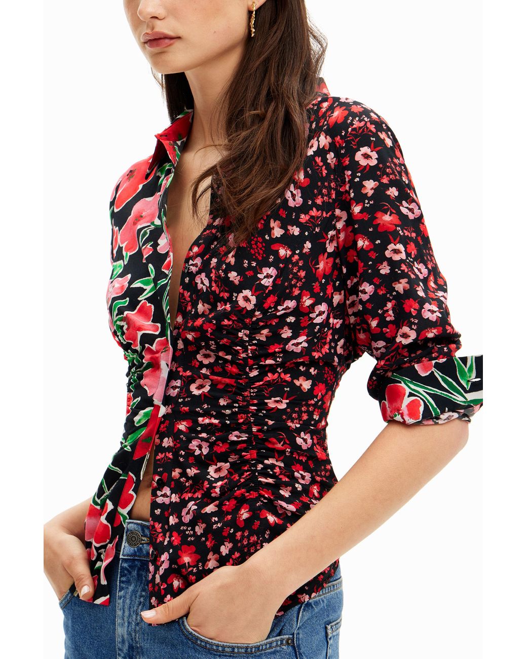 Desigual Floral Gathered Shirt, Viscose