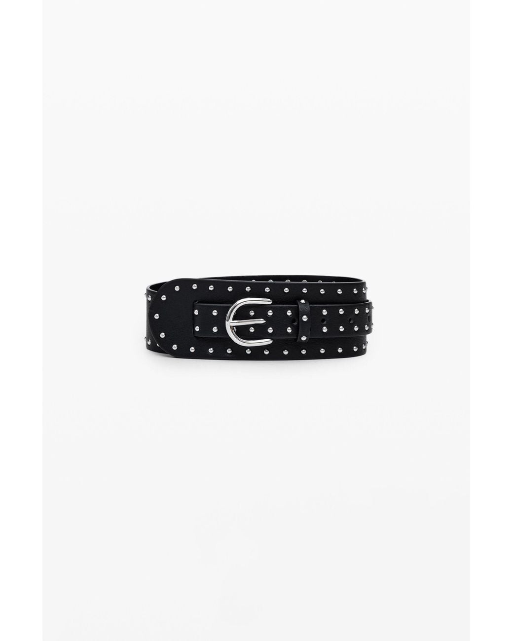 Desigual Black Wide Studded Belt, Polyurethane