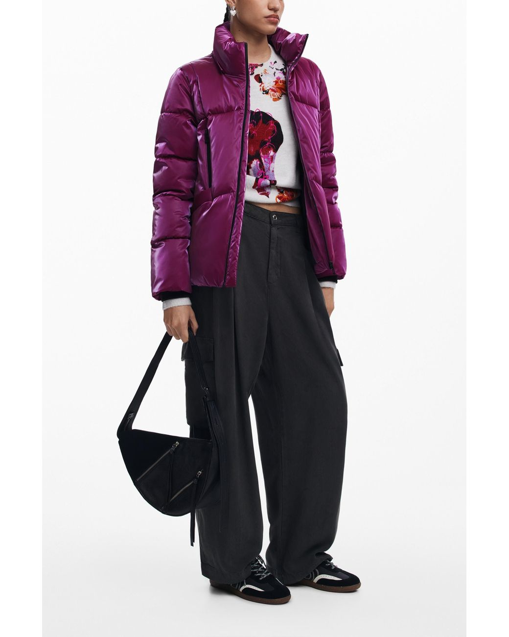 Desigual Purple Padded Coat With Hood