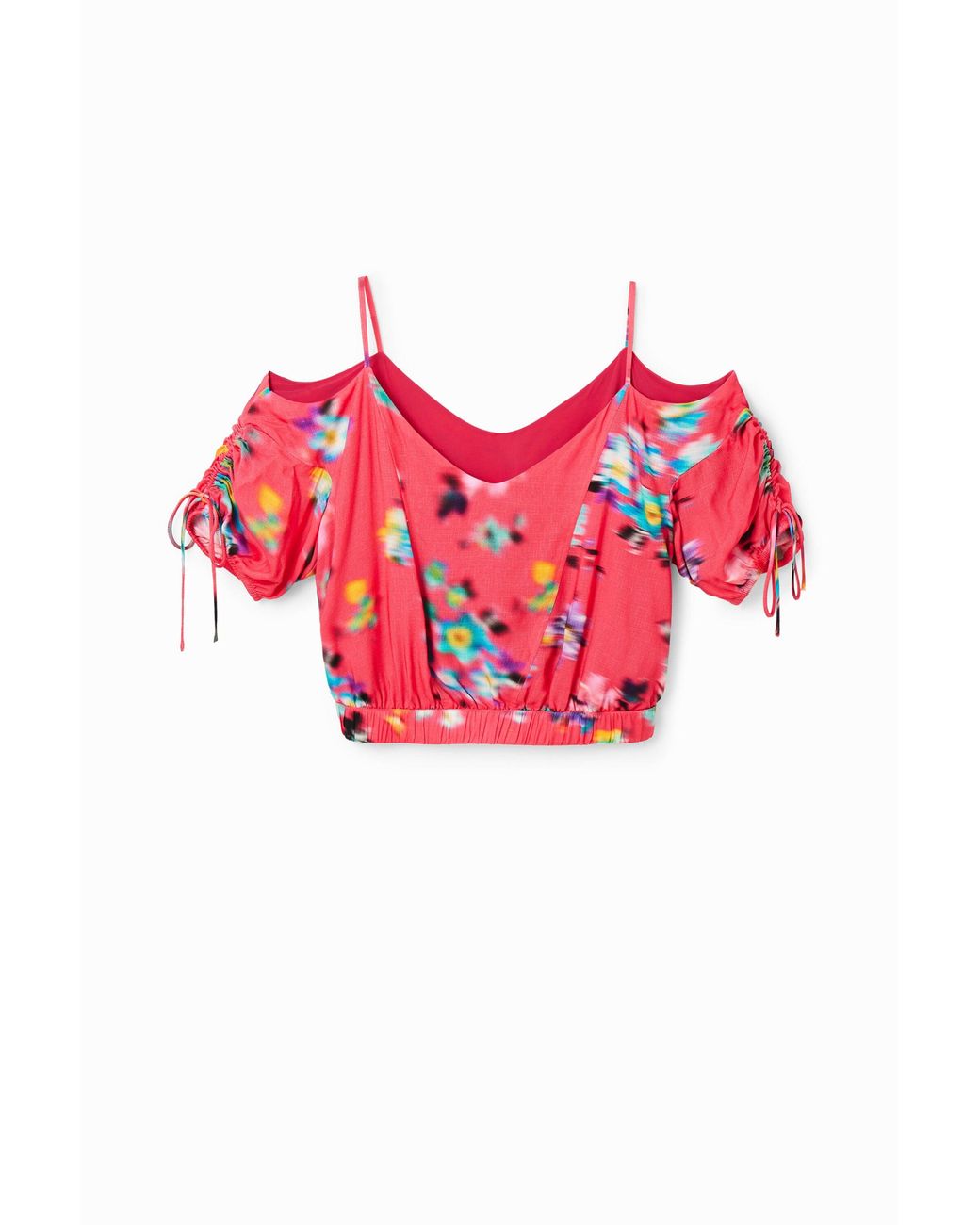 Desigual Short Gathered Floral Blouse, Viscose